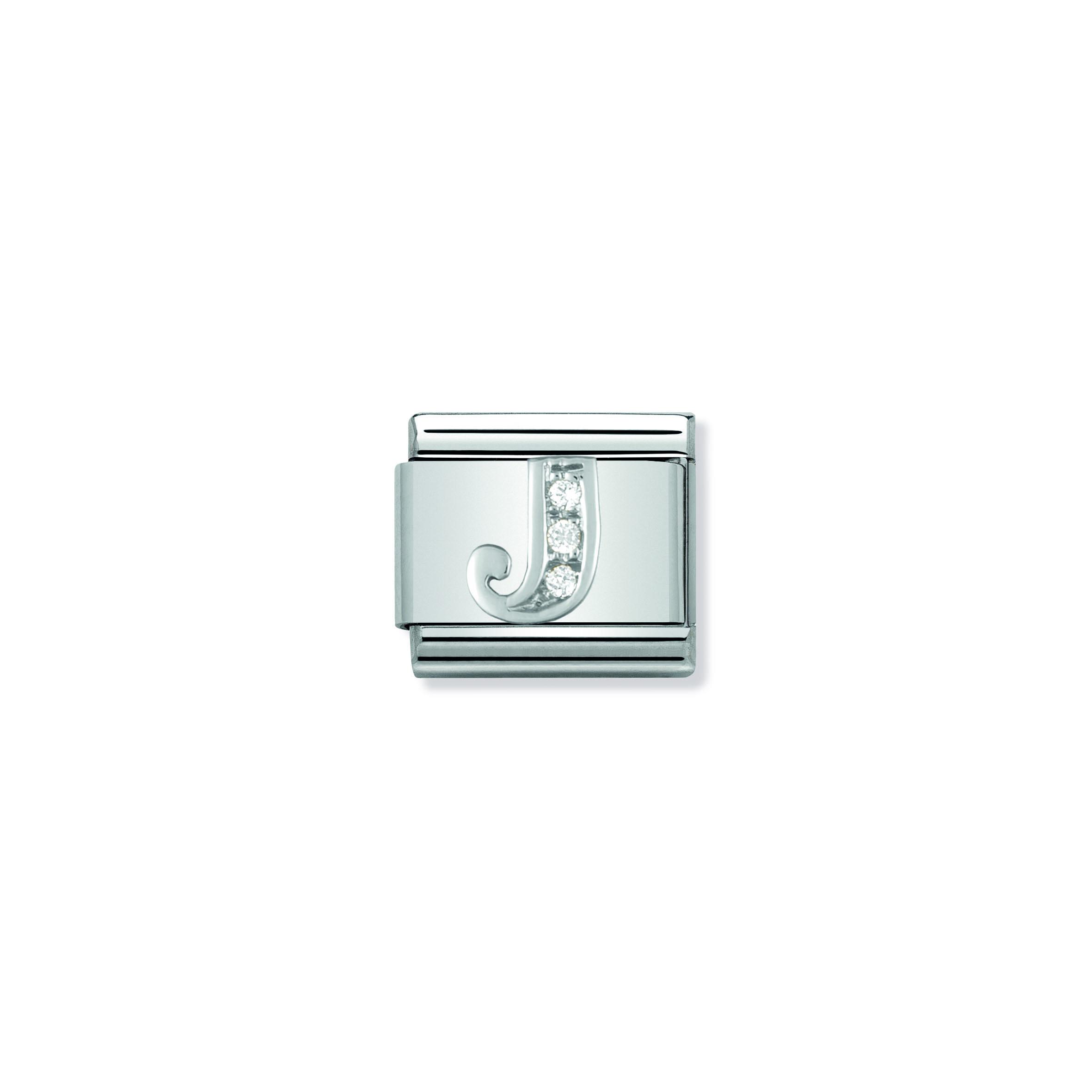 Composable Classic ALPHABETH stainless steel  Cub  zirc and 925 sterling silver (10_J)