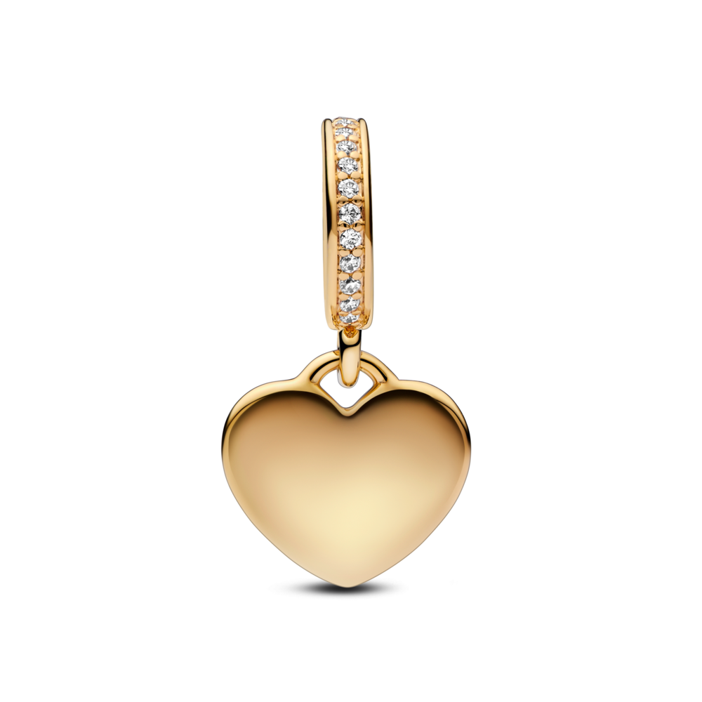 Engravable 14k gold-plated dangle with clear cubic zirconia