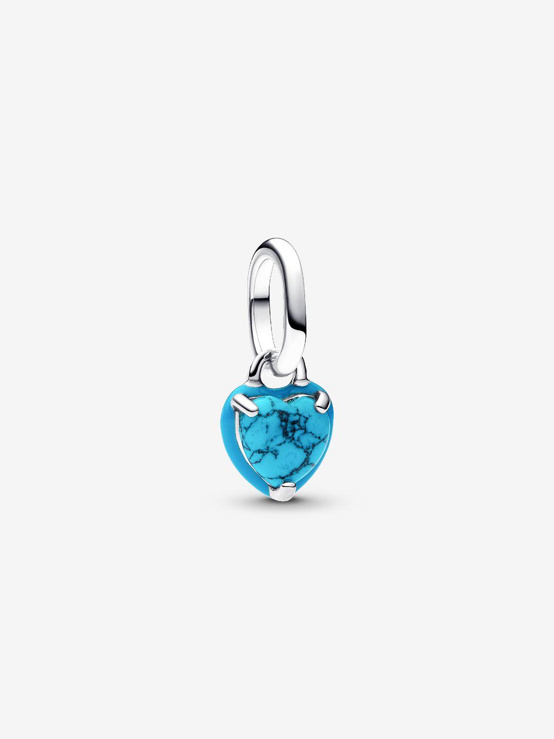 Heart sterling silver mini dangle with imitation turquoise and turquoise enamel