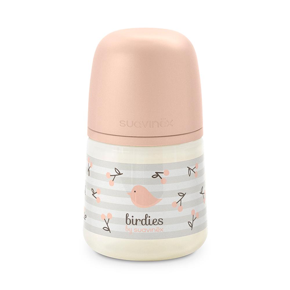 Бутылочка пластиковая Suavinex Birdies розовая 0м+ 150мл Бутылочка пластиковая Suavinex Birdies розовая 0м+ 150мл