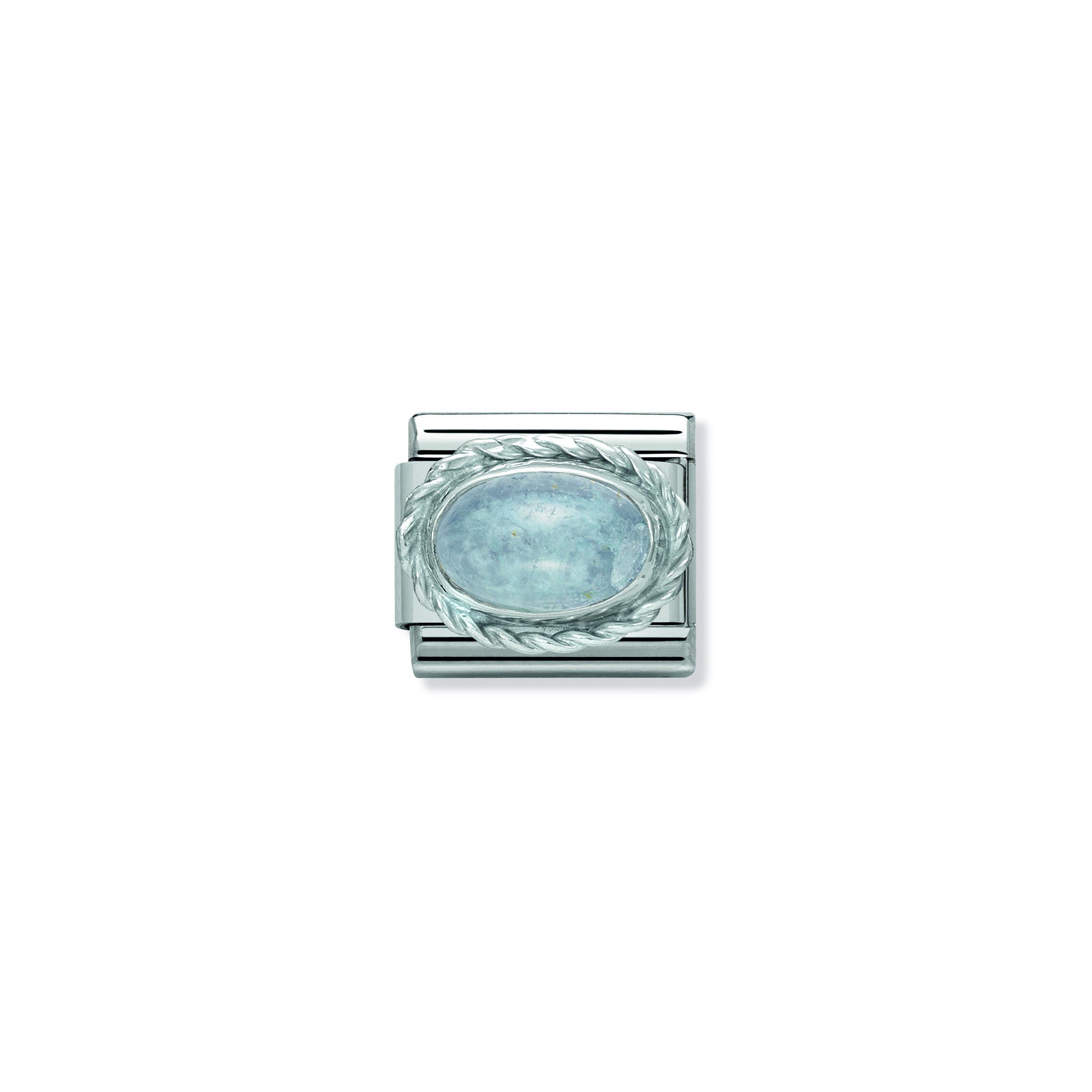 Composable Classic STONES in stainless steel with 925 sterling silver setting and detail (01_AQUAMARINE)