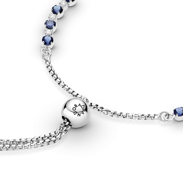 Браслет из стерлингового серебра с родиевым покрытием, кристаллом лунно-голубого цвета и прозрачным кубическим цирконием