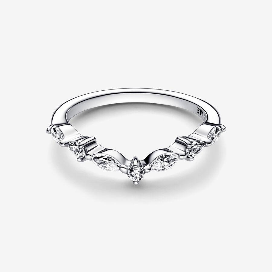 Кольцо Wishbone из стерлингового серебра с прозрачным кубическим цирконием