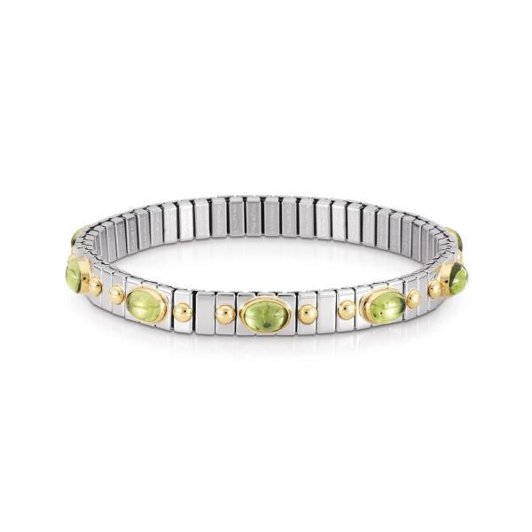 EXTENSION bracelet (S) in stainless steel with 18k gold and 10 stones (PERIDOT)0