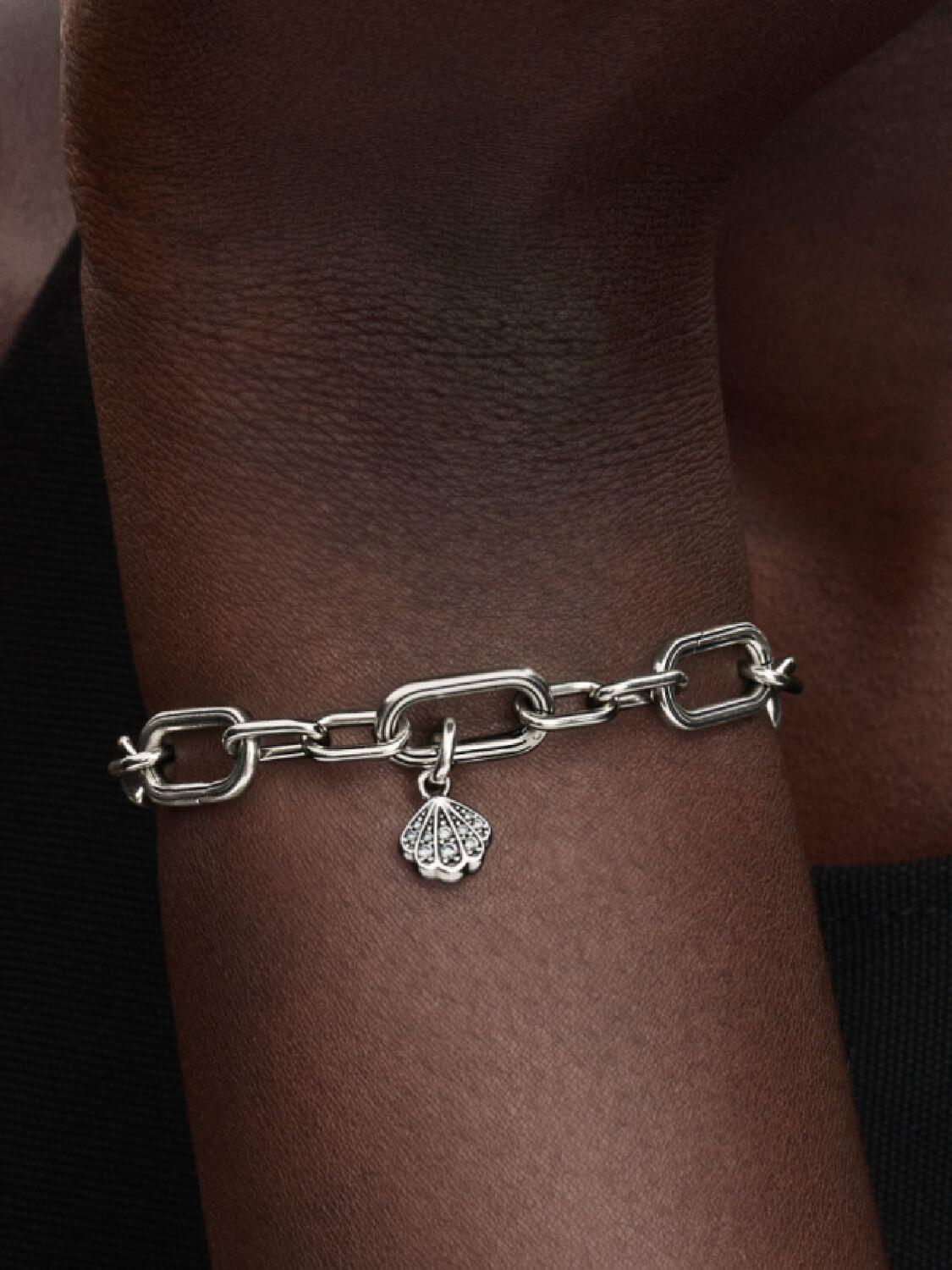 Shell sterling silver mini dangle with clear cubic zirconia