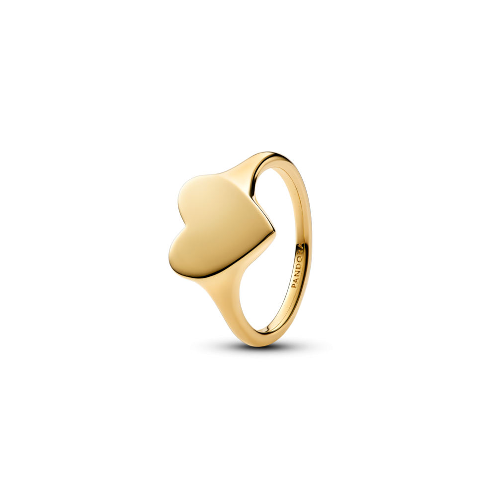 Engravable heart 14k gold-plated ring