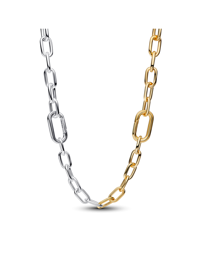 Sterling silver and 14k gold-plated link necklace with 2 openable link