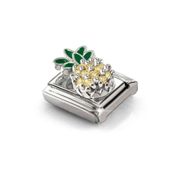 Composable Classic SYMBOLS in steel, enamel, silver 925 and CZ (21_YELLOW Pineapple)