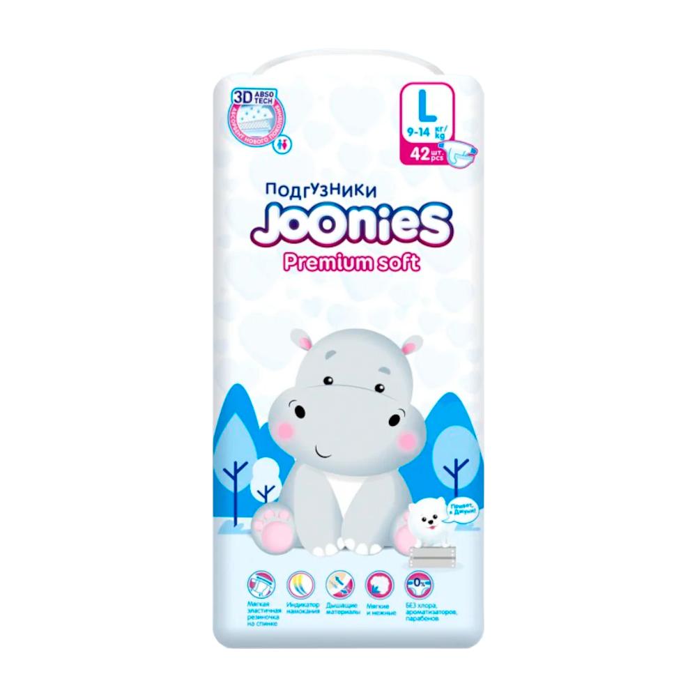 447 подгузники joonies premium soft р.l №42(9-14кг серии:447