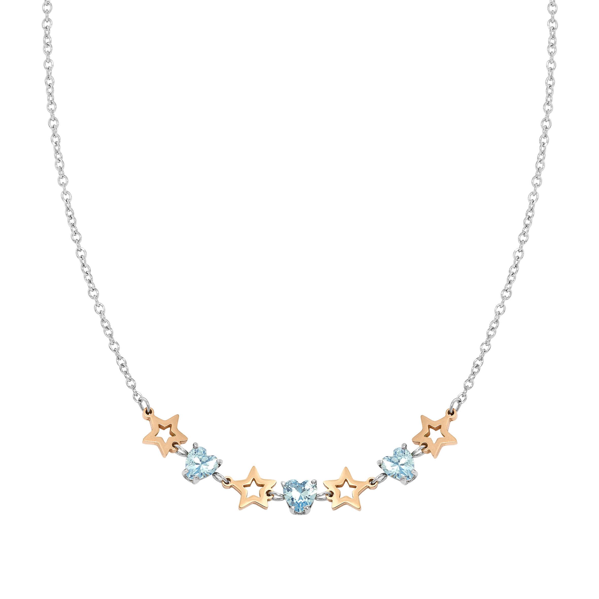PRINCIPESSINA necklace in steel with BI-TONE fin, and cubic zirconia (023_Star)