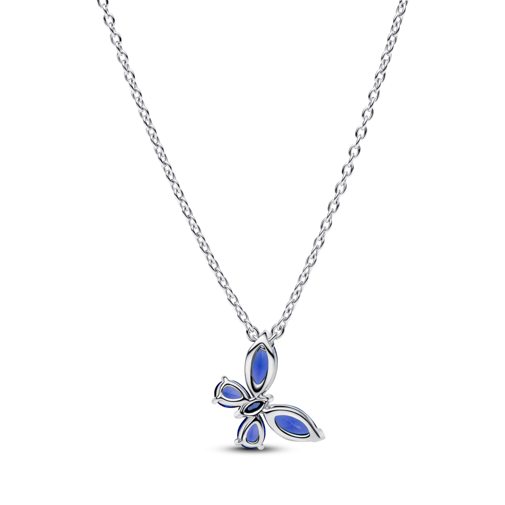 Butterfly sterling silver collier with cornflower blue crystal and clear cubic zirconia Butterfly sterling silver collier with cornflower blue crystal and clear cubic zirconia