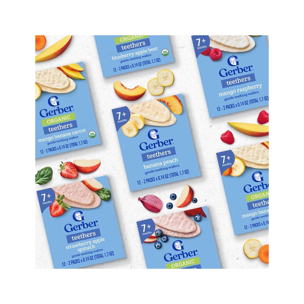 Вафли Gerber банан персик 7м+ 48 гр Вафли Gerber банан персик 7м+ 48 гр
