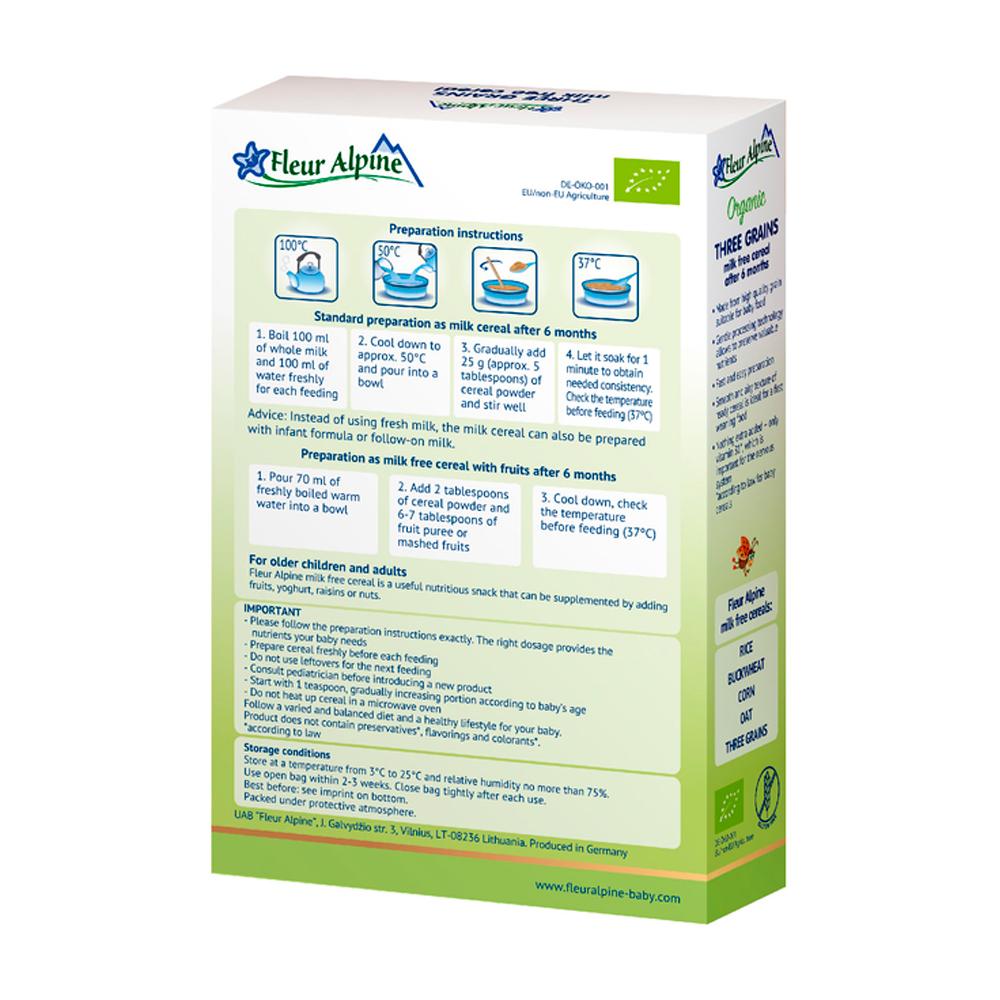 Каша безмолочная Fleur Alpine Three grains 6м+