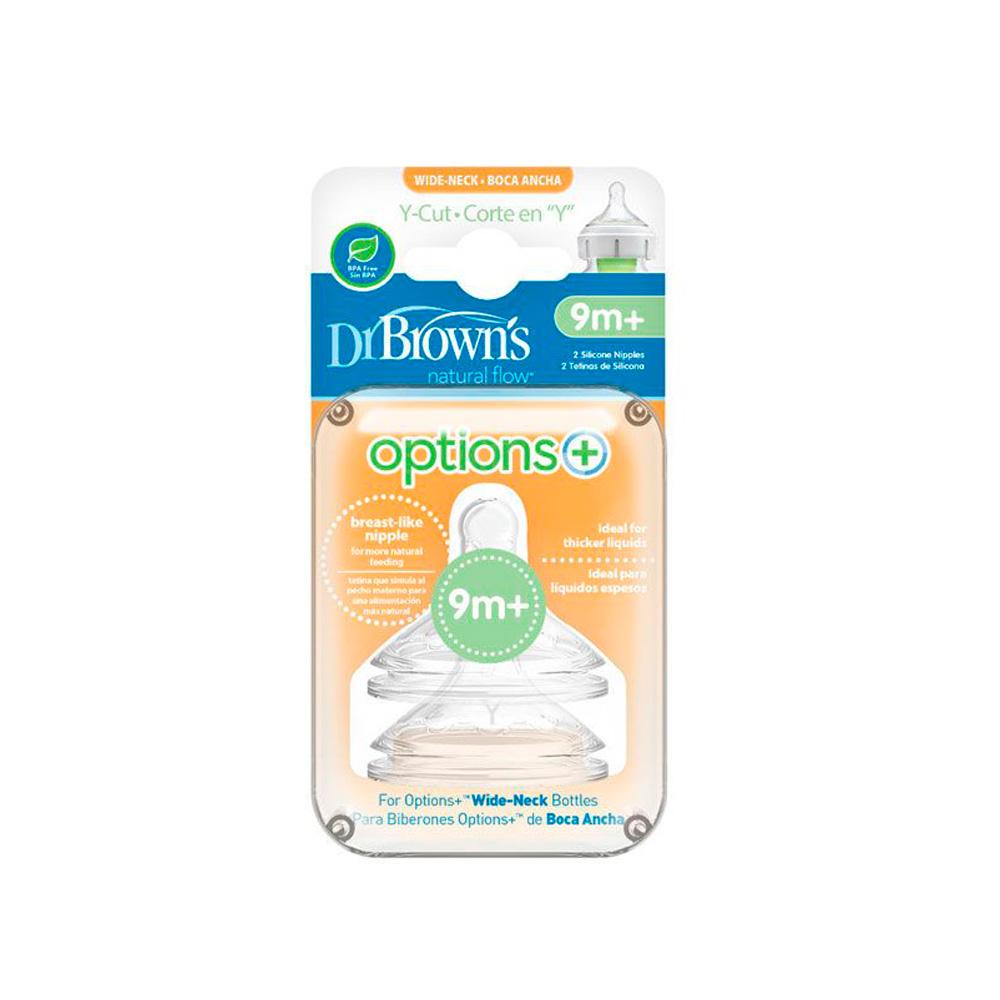 Соска Dr. Brown's Options+ Y-отверстием с широким горлышком  для соков и жидких каш 9м+ 2 шт