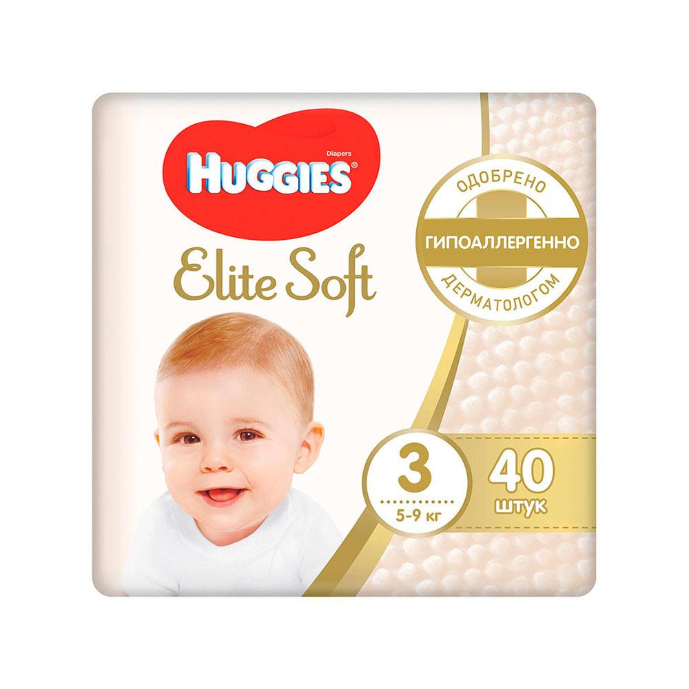 Подгузники Huggies Elite Soft размер 3 5-9 кг 40 шт