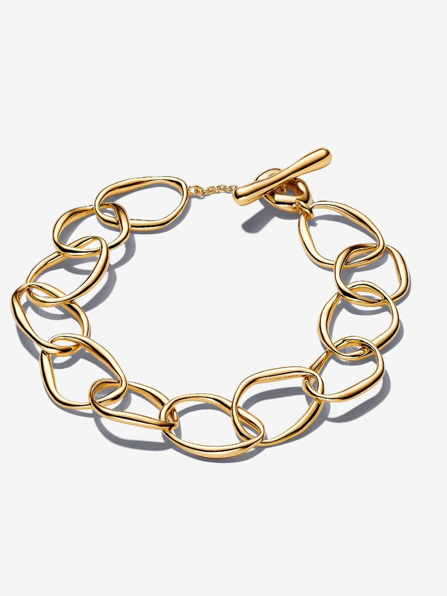 Organically shaped link 14k gold-plated bracelet