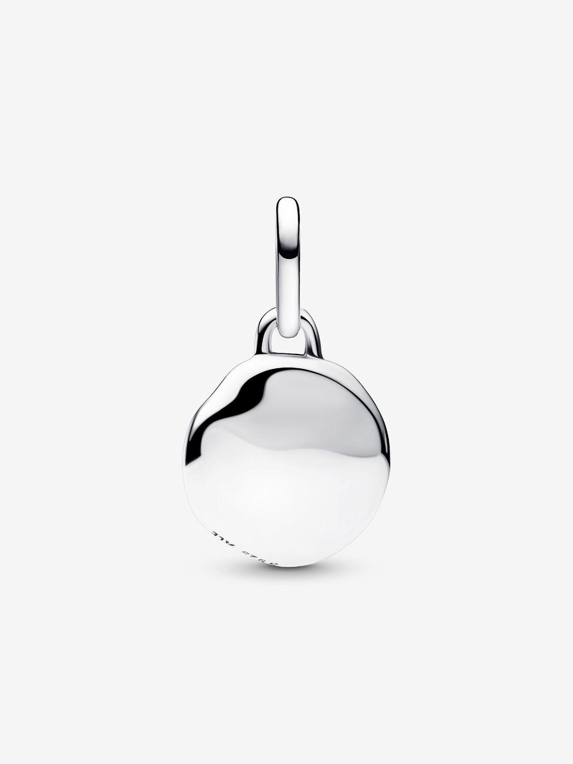 Engravable sterling silver mini medallion with clear cubic zirconia