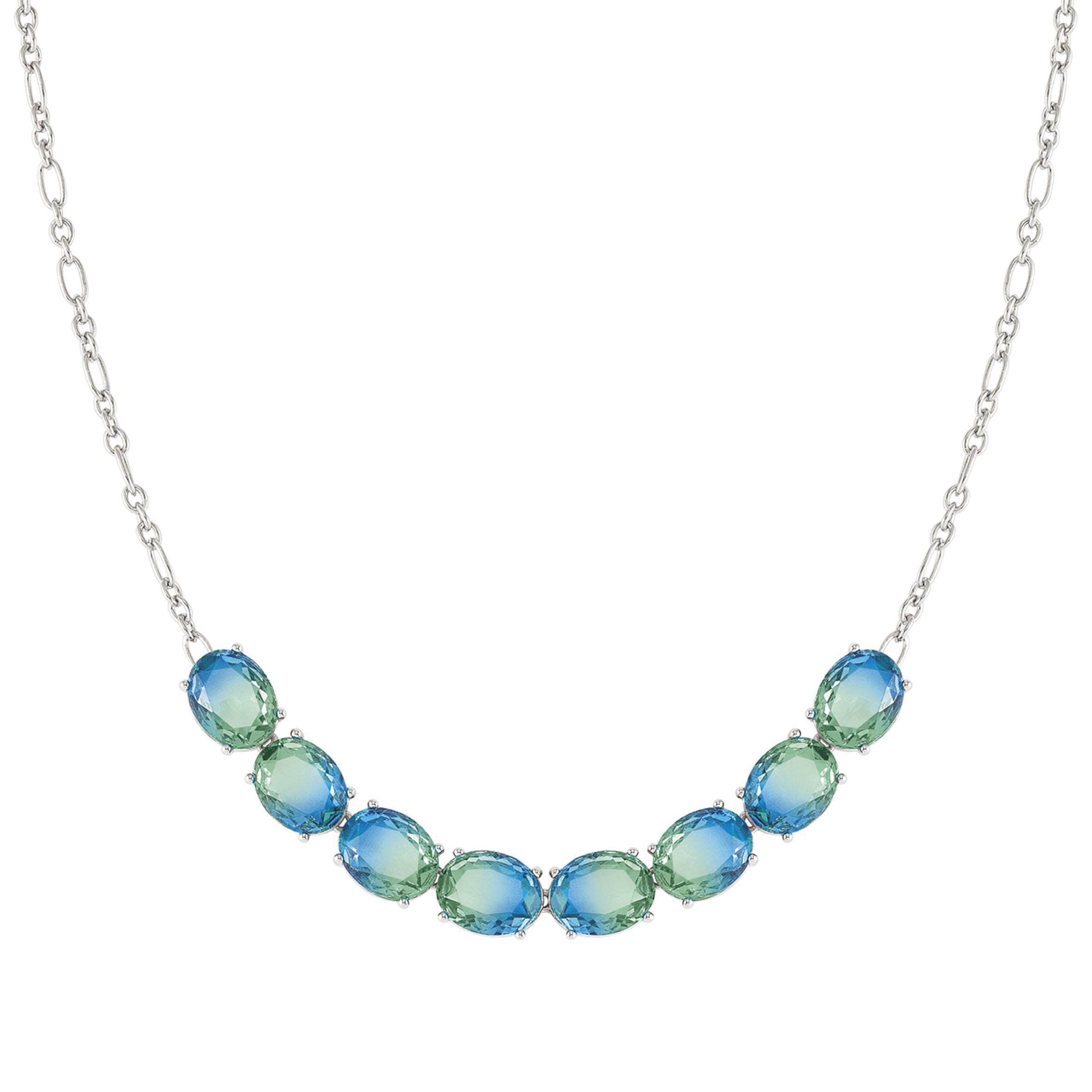 SYMBIOSI necklace in 925 sterling silver and BICOLOR stones (025_LIGHT BLUE-GREEN fin, Silver)