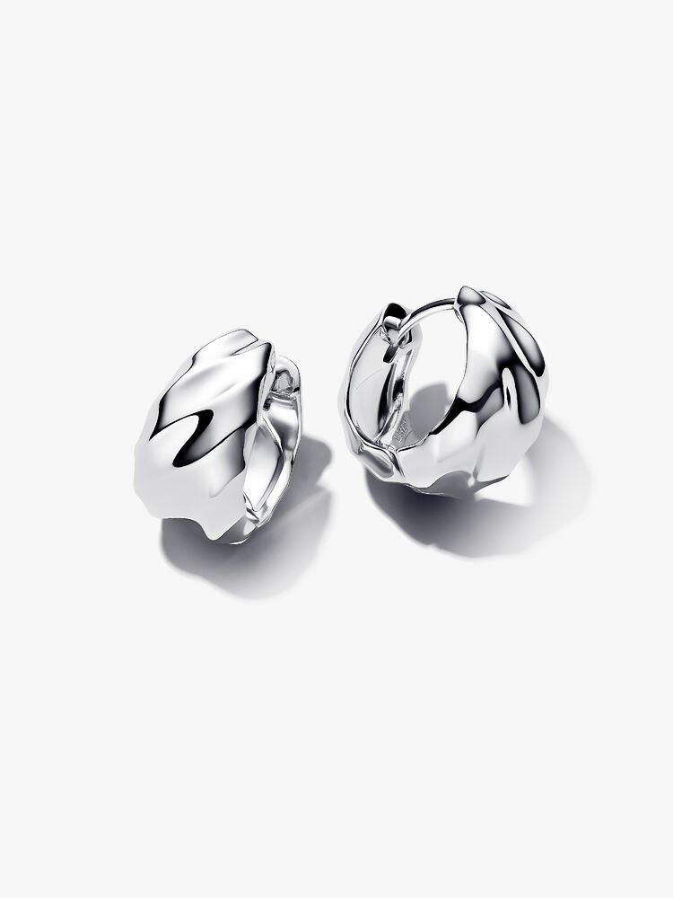 Rippled sterling silver hoop earrings