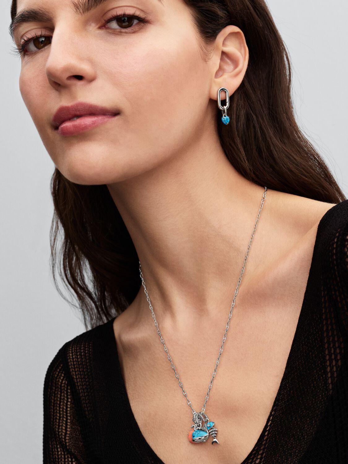 Heart sterling silver mini dangle with imitation turquoise and turquoise enamel