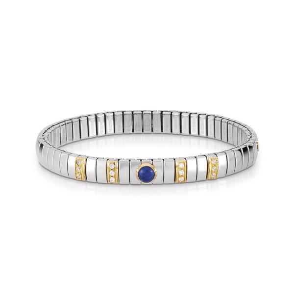 EXTENSION N.Y bracelet (S) in stainless steel with 18k gold, Cubic Zirconia and stones (LAPIS LAZULI)