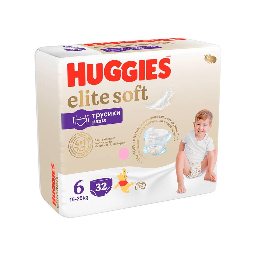 Трусики-подгузники Huggies Elite Soft размер 6 15-25 кг 32 шт