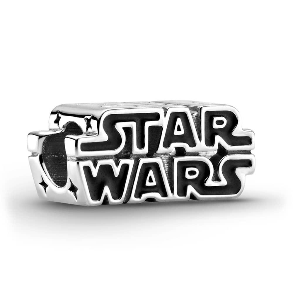 Серебряный шарм с логотипом «Star Wars» и черной эмалью
