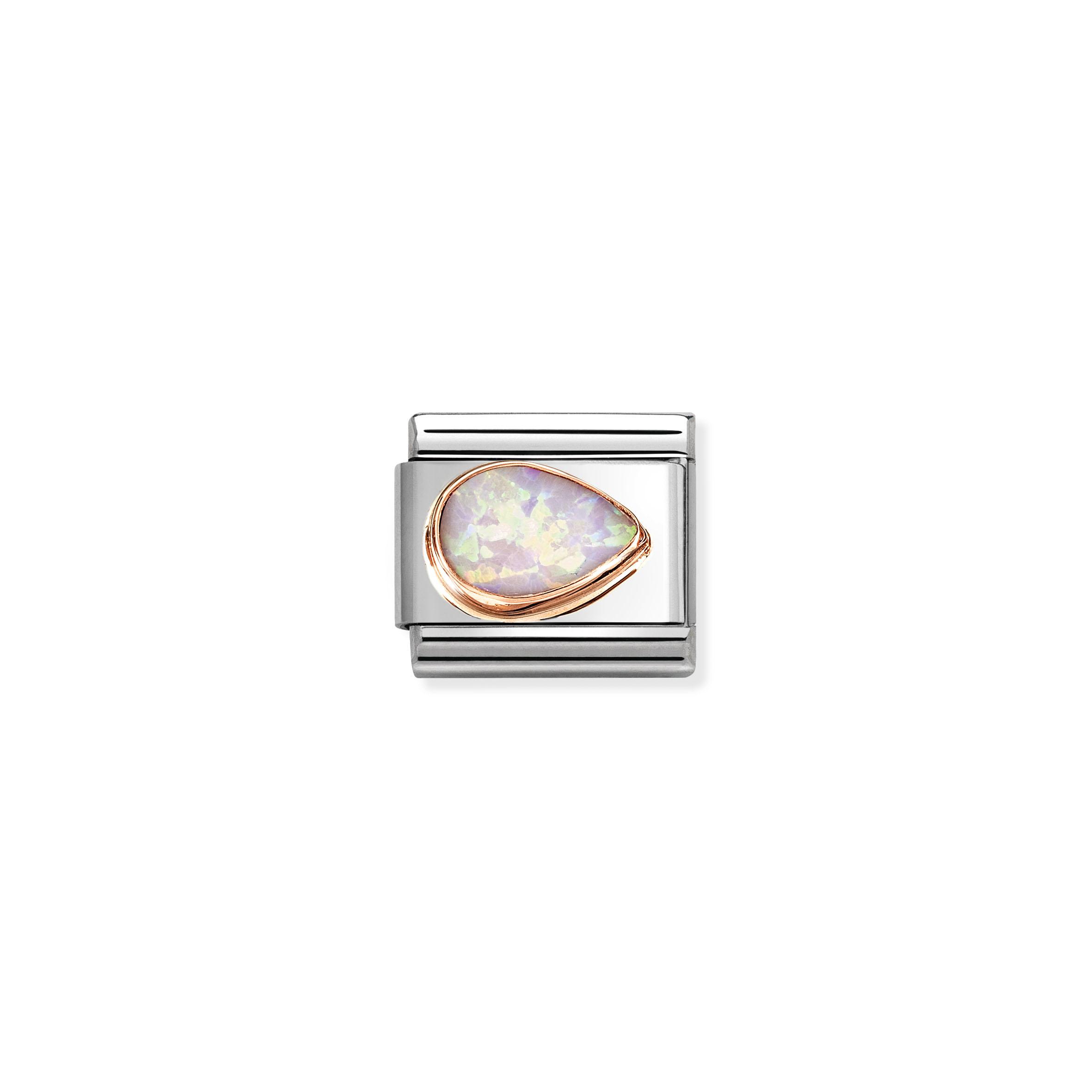 Composable Classic FACETED STONES DROP RIGHT in steel and 375 gold (38_PINK OPAL)