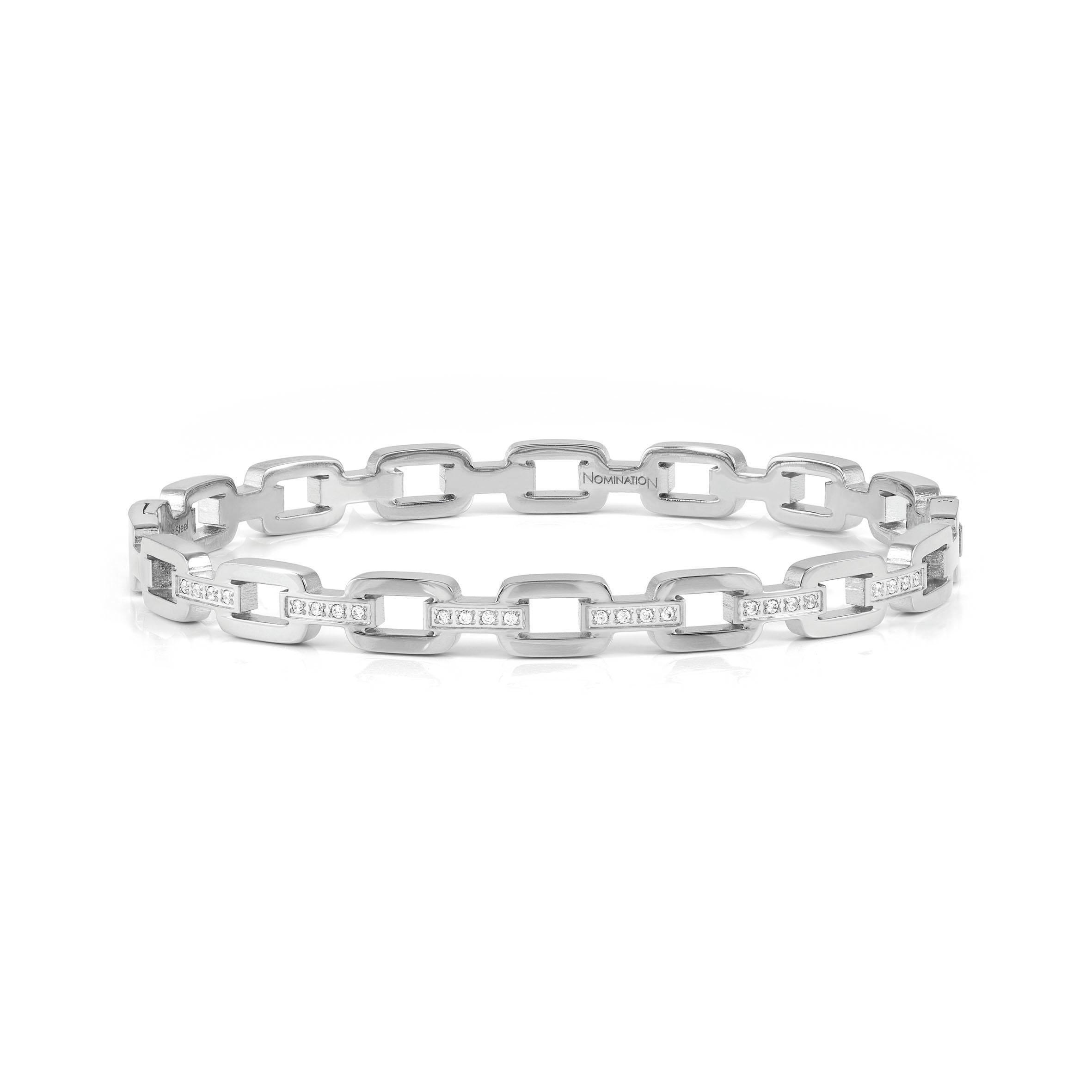 PRETTY BANGLES bracelet in steel and cz CHAIN (SIZE LARGE) (001_Steel)
