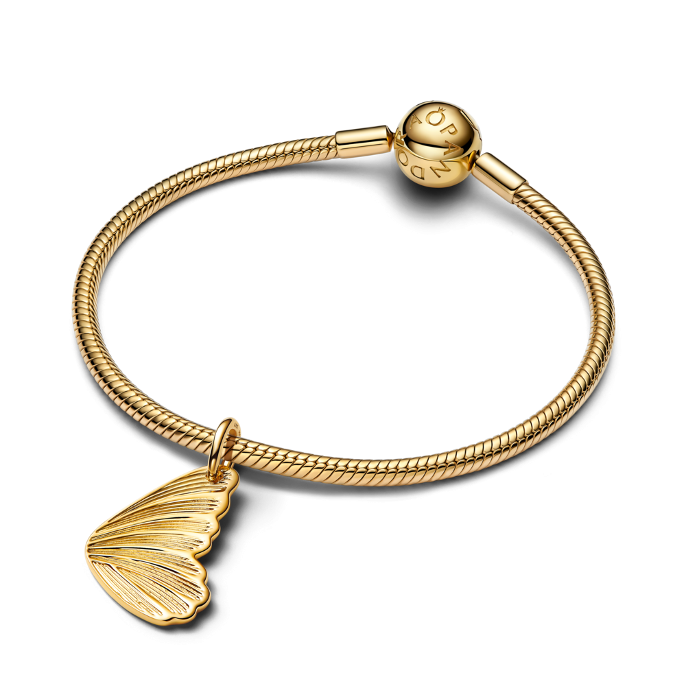 Engravable butterfly wing 14k gold-plated pendant
