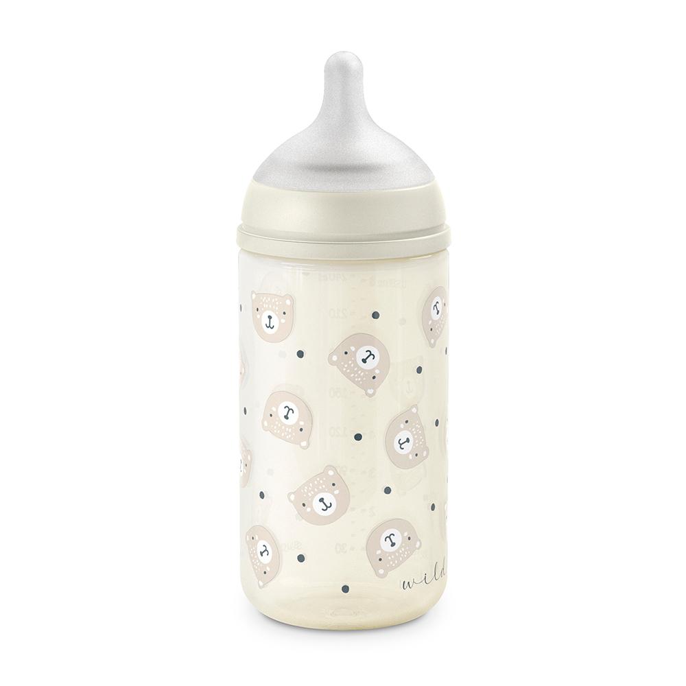 Бутылочка стеклянная Suavinex Wild бежевая 240мл