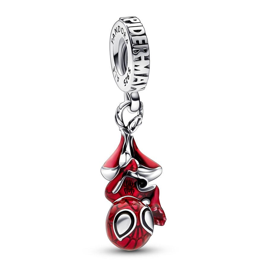 Marvel Spider-Man sterling silver dangle with black and transparent red enamel