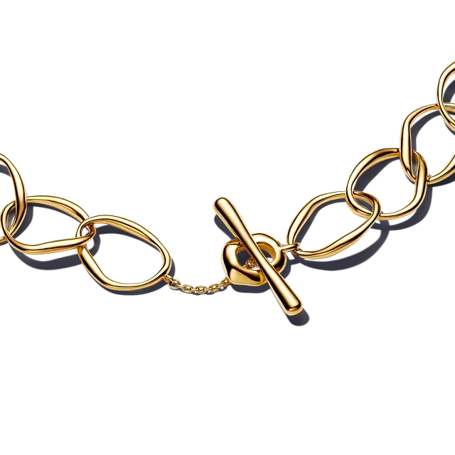 Organically shaped link 14k gold-plated necklace