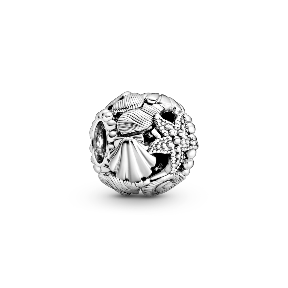Shell and starfish sterling silver charm
