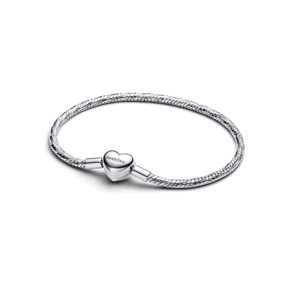 Faceted snake chain sterling silver bracelet with engravable heart clasp Faceted snake chain sterling silver bracelet with engravable heart clasp