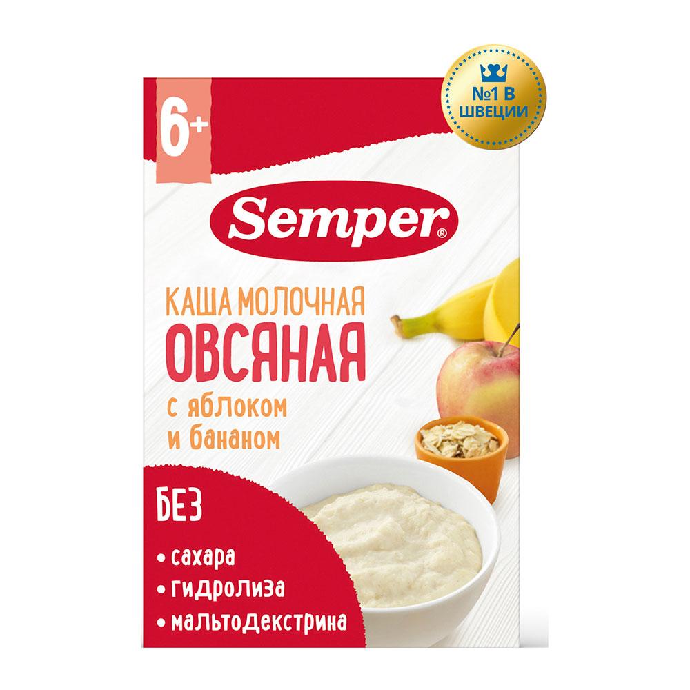 Каша Semper молочная овсяная яблоко банан 6м+ 180 гр