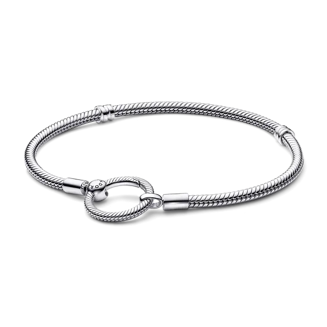 Серебряный браслет змейка и застежка PANDORA O