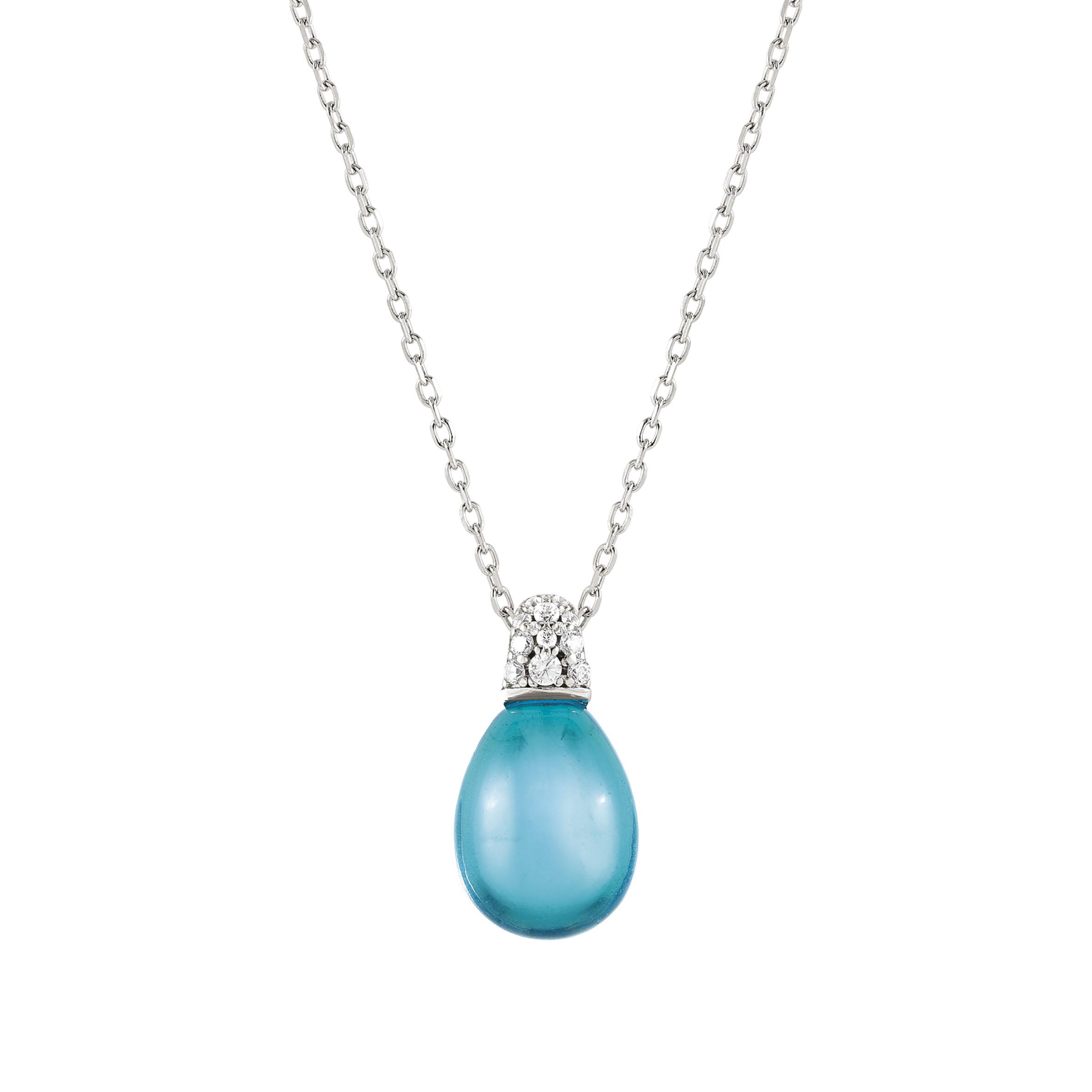 MYRADIANCE necklace in 925 sterling silver  cz and synthetic stones (042_LIGHT BLUE TOPAZ)