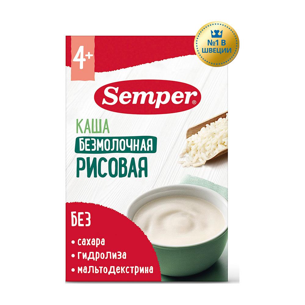 Каша Semper сухая безмолочная рисовая 4м+ 180 гр