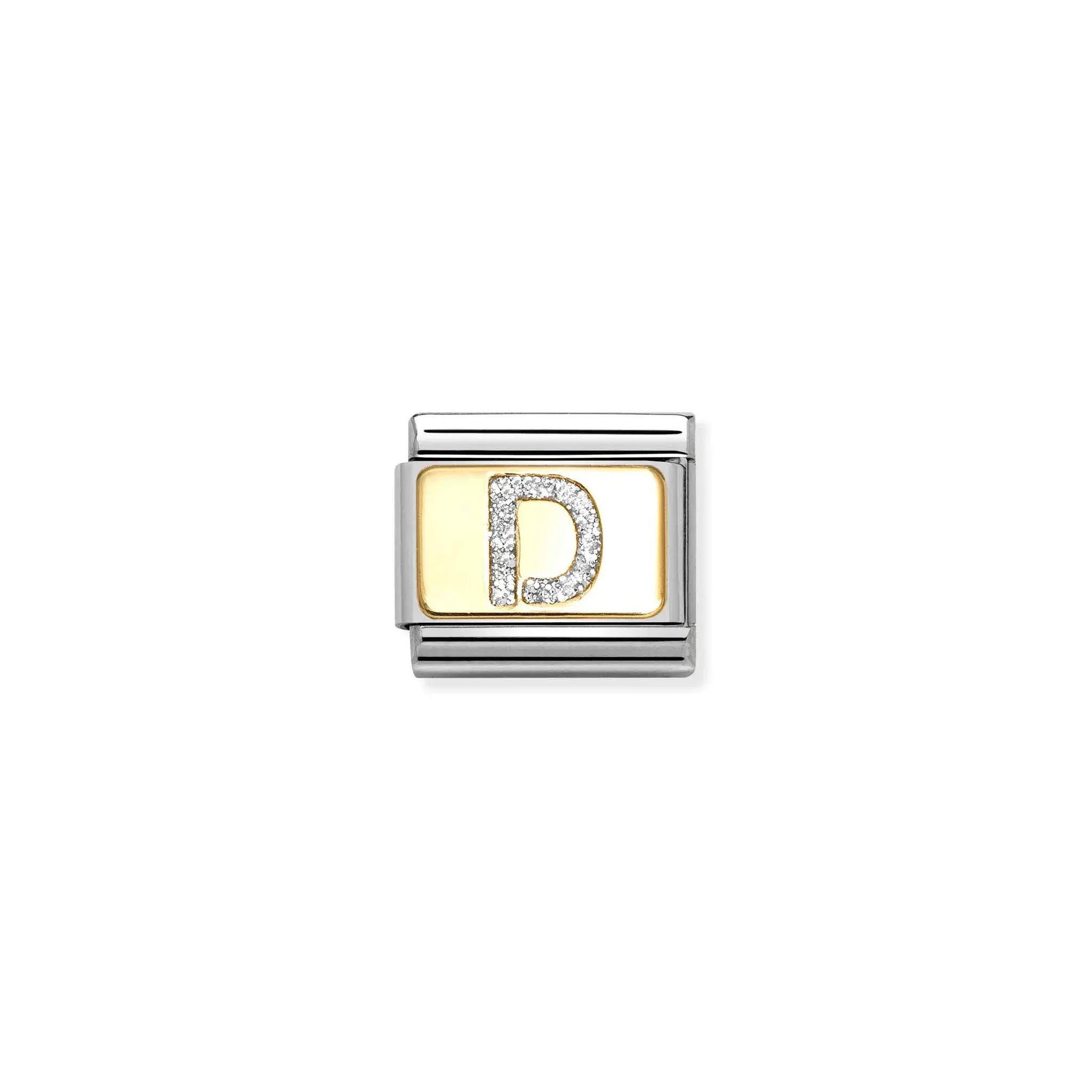 Composable Classic GLITTER LETTER steel, enamel and 18k gold (D)
