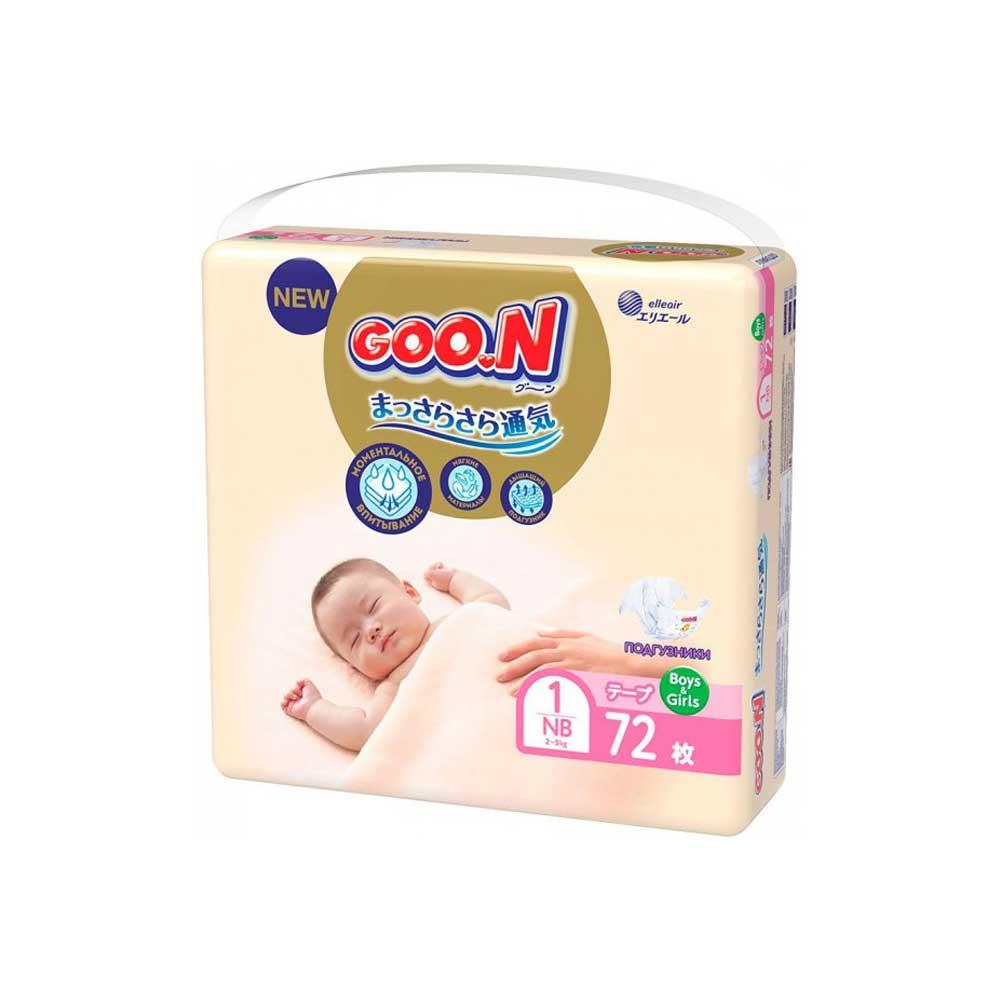 Подгузники GOON Premium Soft размер NB 2-5 кг 72 шт