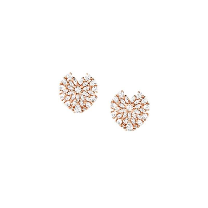 RAYOFLIGHT earrings in 925 sterling silver and cubic zirconia (Rose Gold Heart)