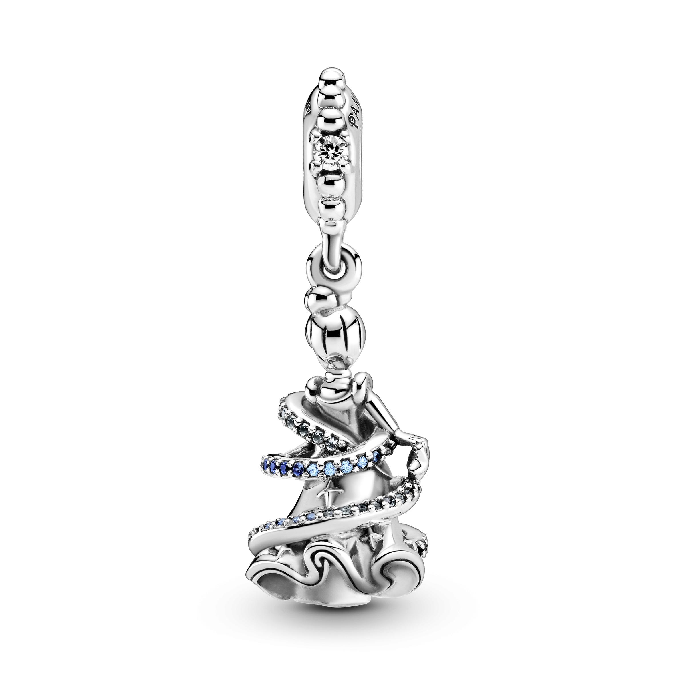 Подвеска из стерлингового серебра Disney Cinderella с фантазийным голубым и прозрачным кубическим цирконием, небесно-голубым и вечно синим кристаллом
