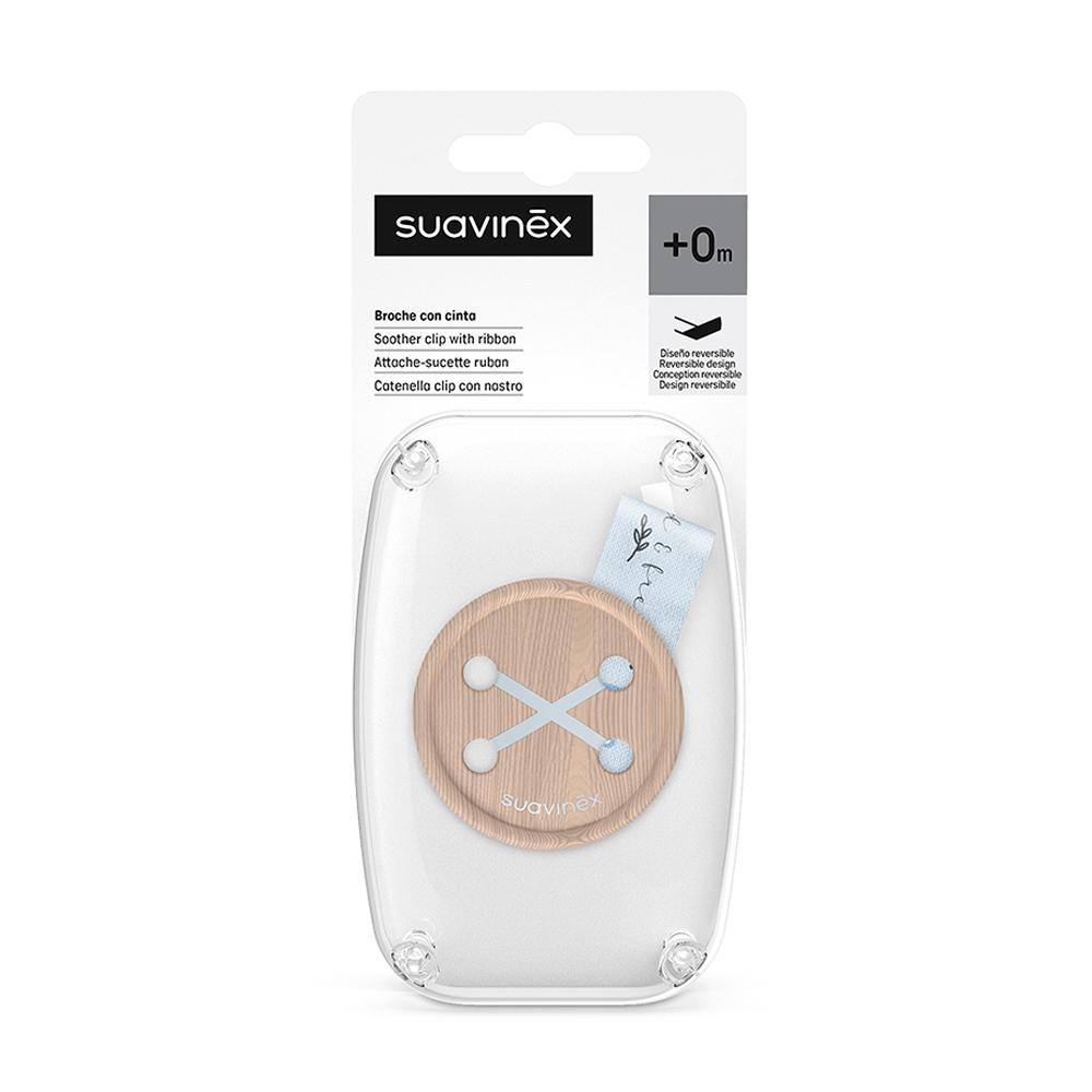 Ленточный держатель для пустышки Suavinex WIld голубой