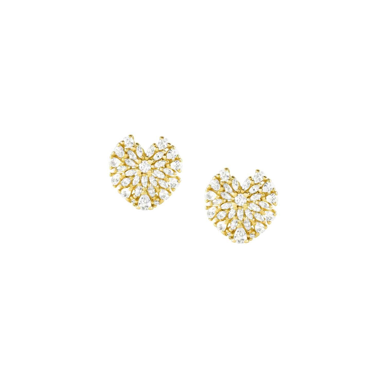 RAYOFLIGHT earrings in 925 sterling silver and cubic zirconia (Gold Heart)
