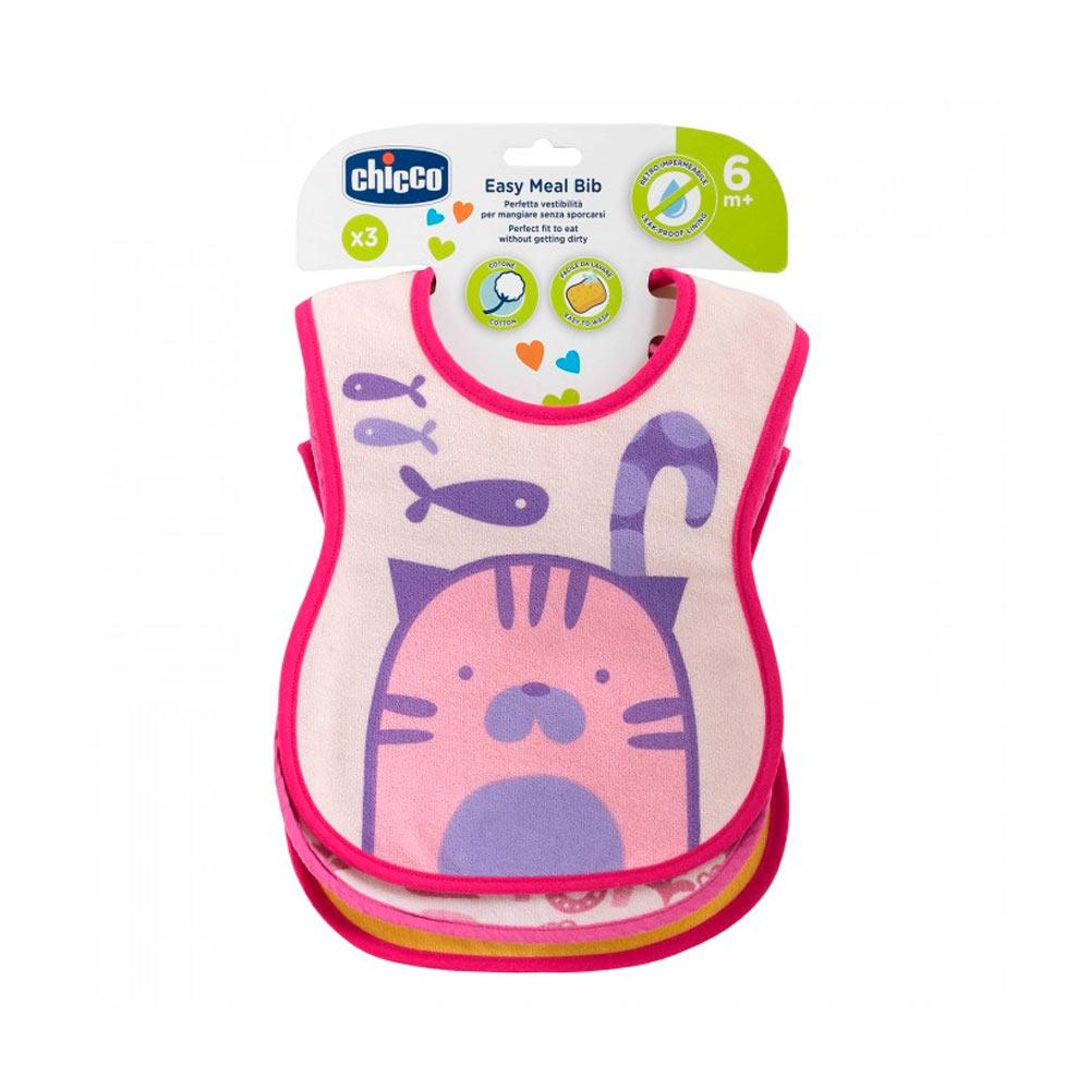 Нагрудник Chicco Easy Meal для девочек 6м+ 3 шт