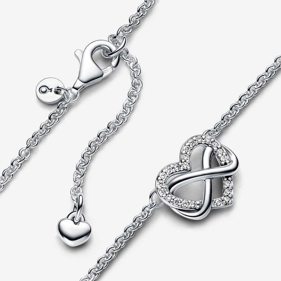 Серебряное колье Infinity Heart с прозрачными фианитами