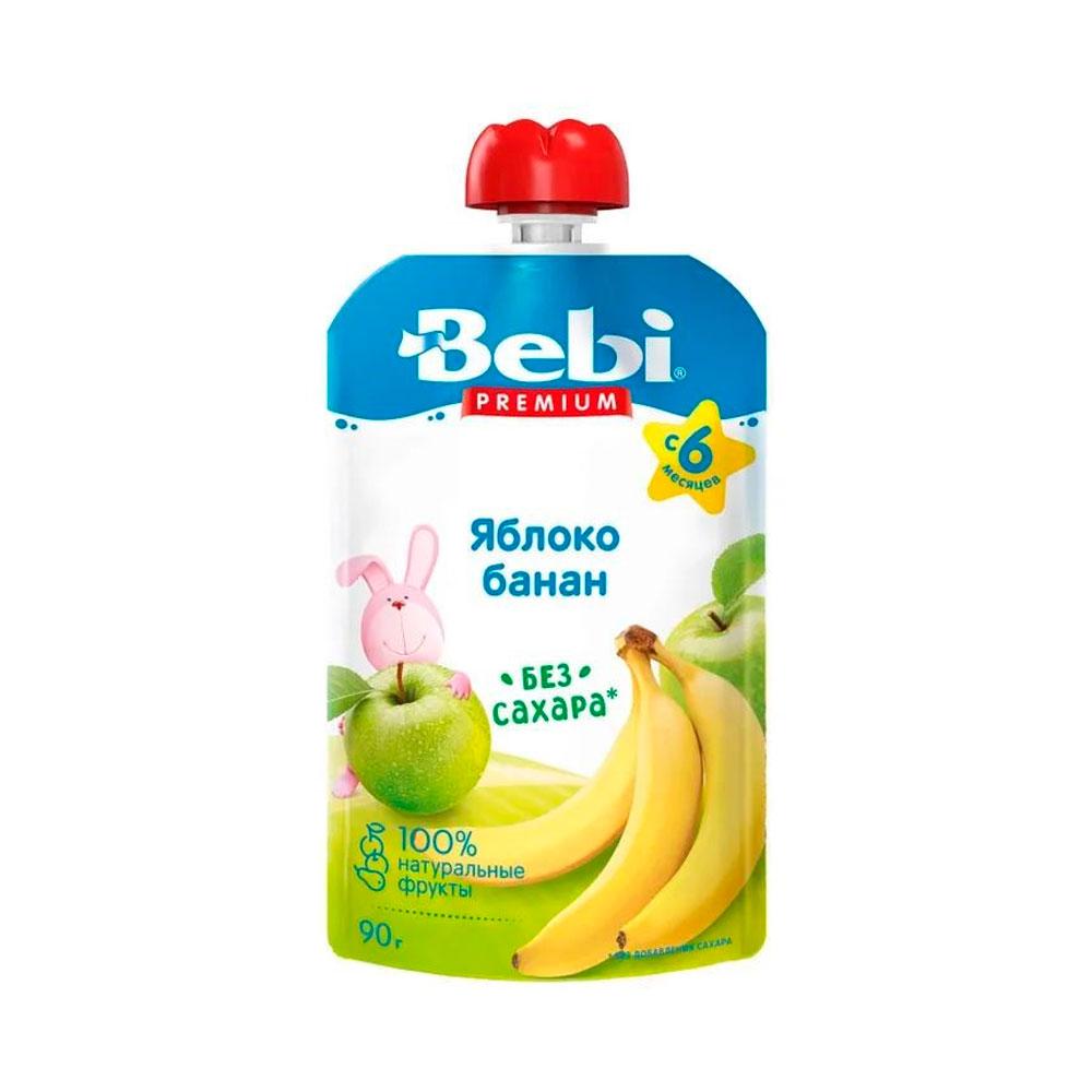 Пюре BEBI фруктовое яблоко банан 6м+ 90 гр