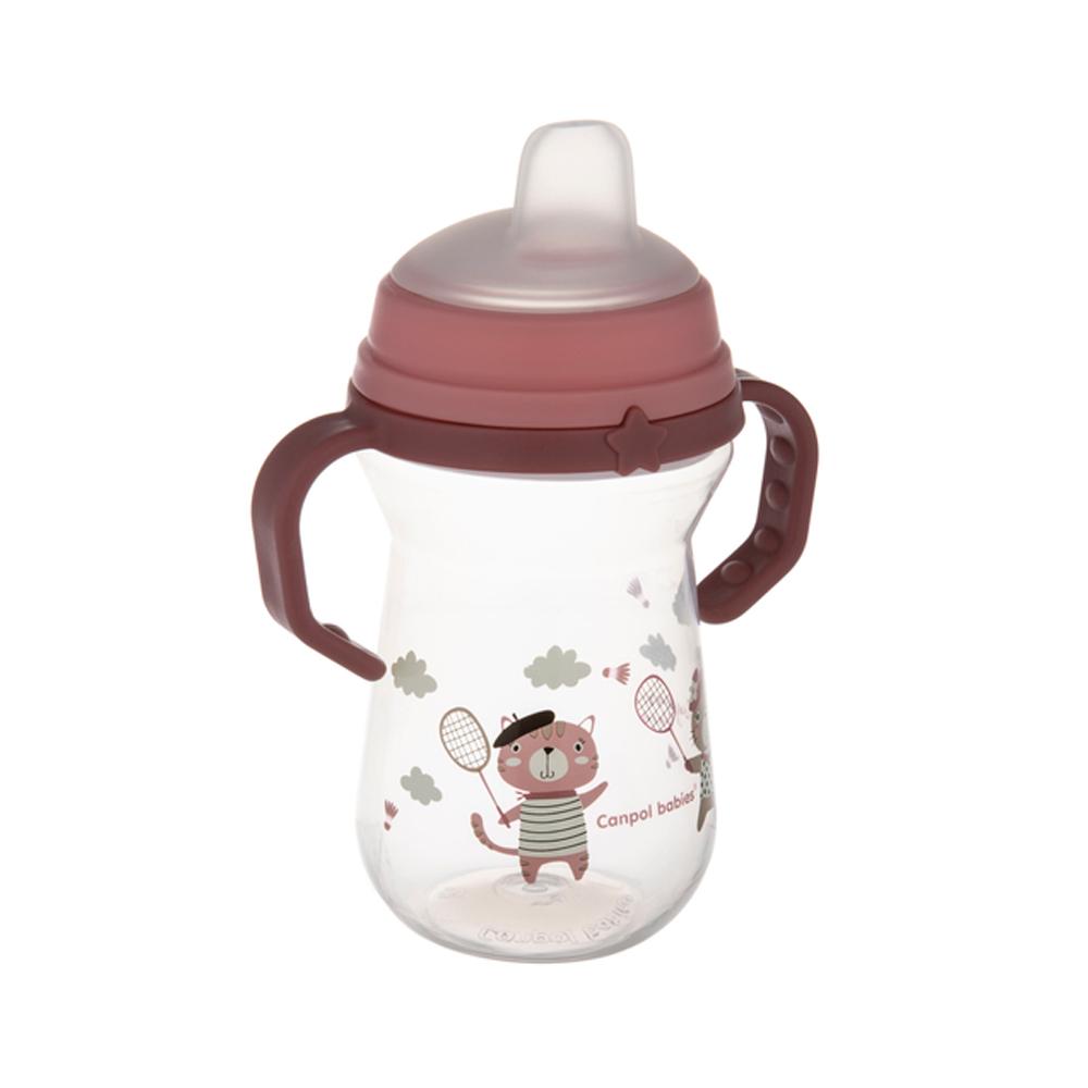 Кружка тренировочная Canpol babies с силиконовым носиком FirstCup BONJOUR PARIS Розовая 250 мл