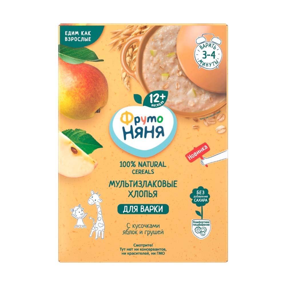 Каша ФрутоНяня мультизлаковая безмолочная для варки с кусочками яблок и грушей 12м+ 200 г